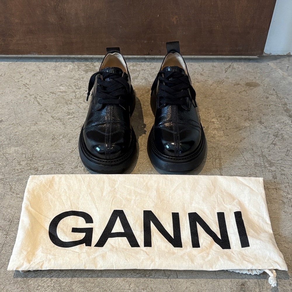 Ganni Glossy Black Women's Oxfords